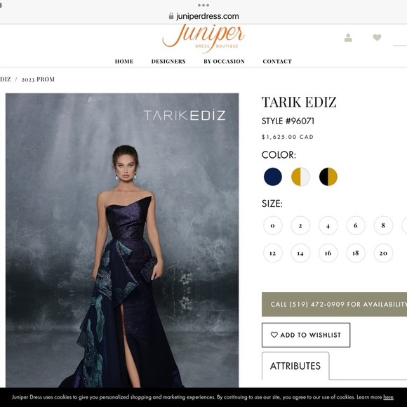 Tarik Ediz Navy Gown Size 10 - Picture 3 of 4